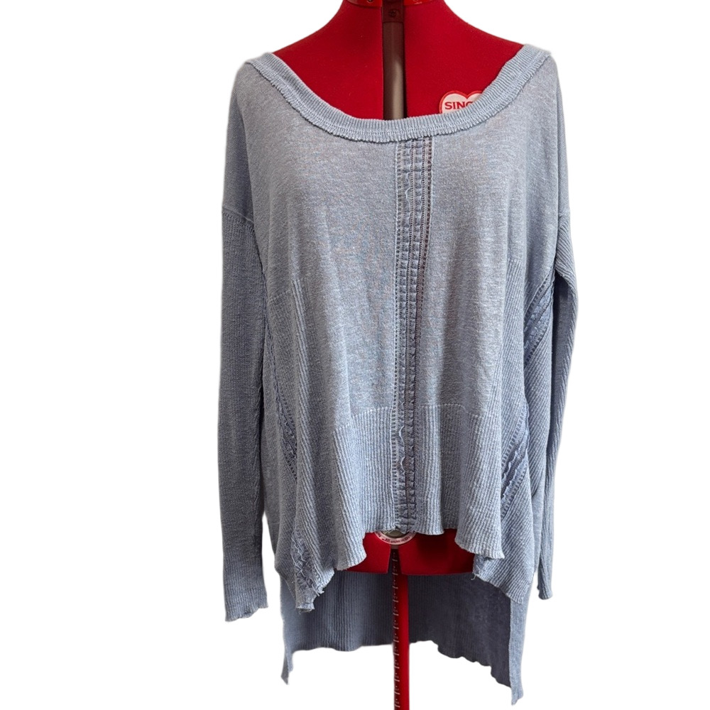 Free People Soft Blue Scoop Neck Sweater